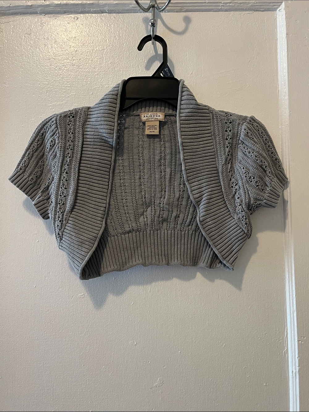 Arizona Jean Company Gray Cropped Open-Front Shrug